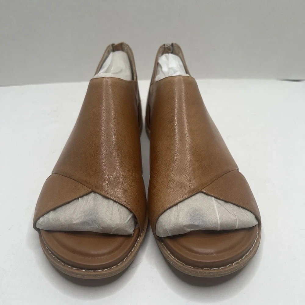 Sofft Evonne Women’s 7.5 M Luggage Brown Leather Open Toe Slingback Sandals NIB